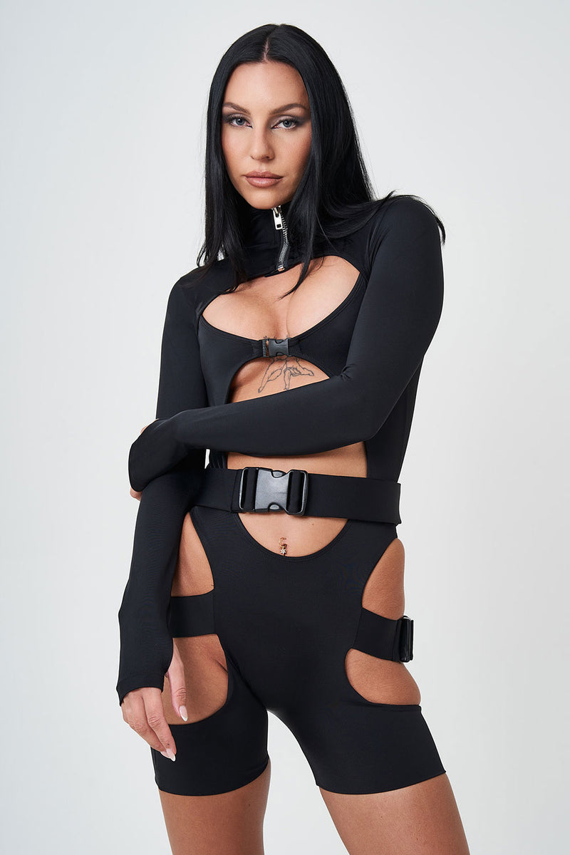 Black Buckle Long Sleeve Bodysuit – LIPT LABEL